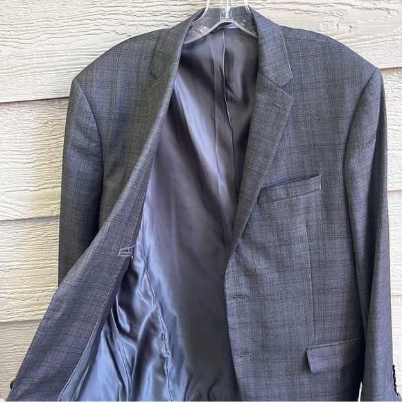RRL Ralph Lauren Wool Jacket‎ Coat Blazer Gray W/Blue Plaid 42R ?See Description - Picture 1 of 12